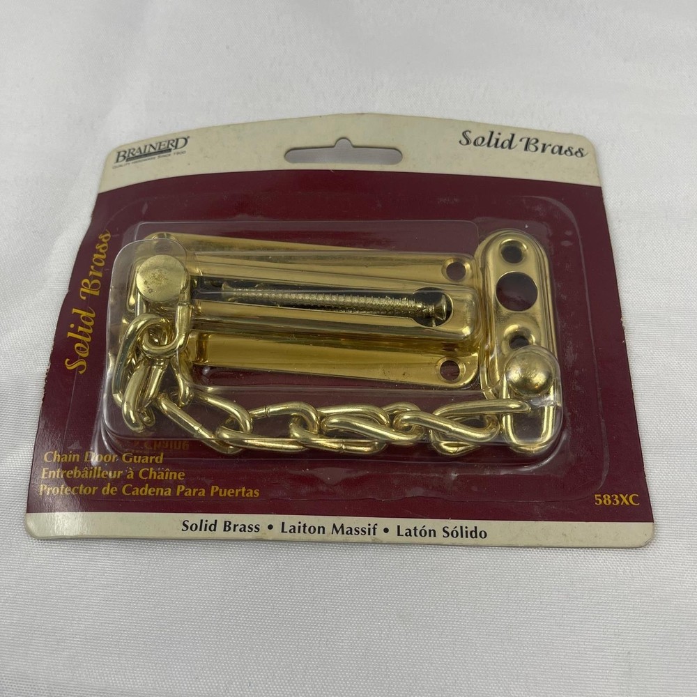 Brainerd Solid Brass Chain Door Guard Security Latch Polished Gold Finish 583XC