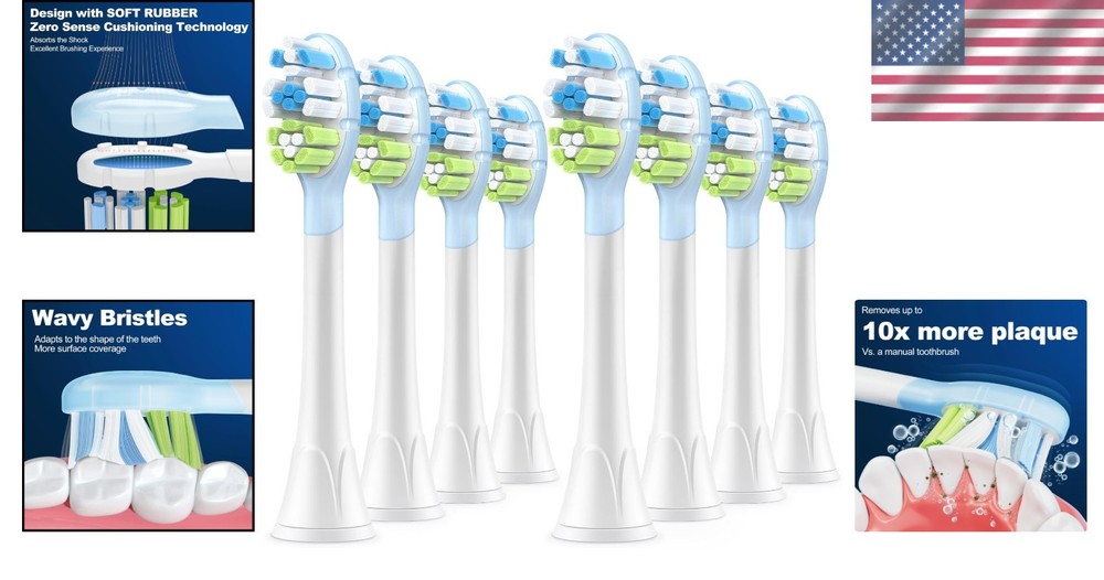 Advanced Sonicare Replacement Brush Heads - 8 Pack, Soft & Effective Cleaning