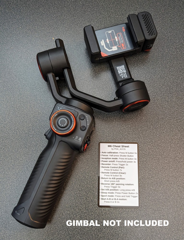 NEW Cheat Sheet instruction function card for Hohem iSteady M6 Gimbal Stabilizer