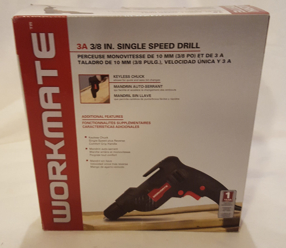Workmate 3/8 Single Speed 3 Amp Drill New In The Box