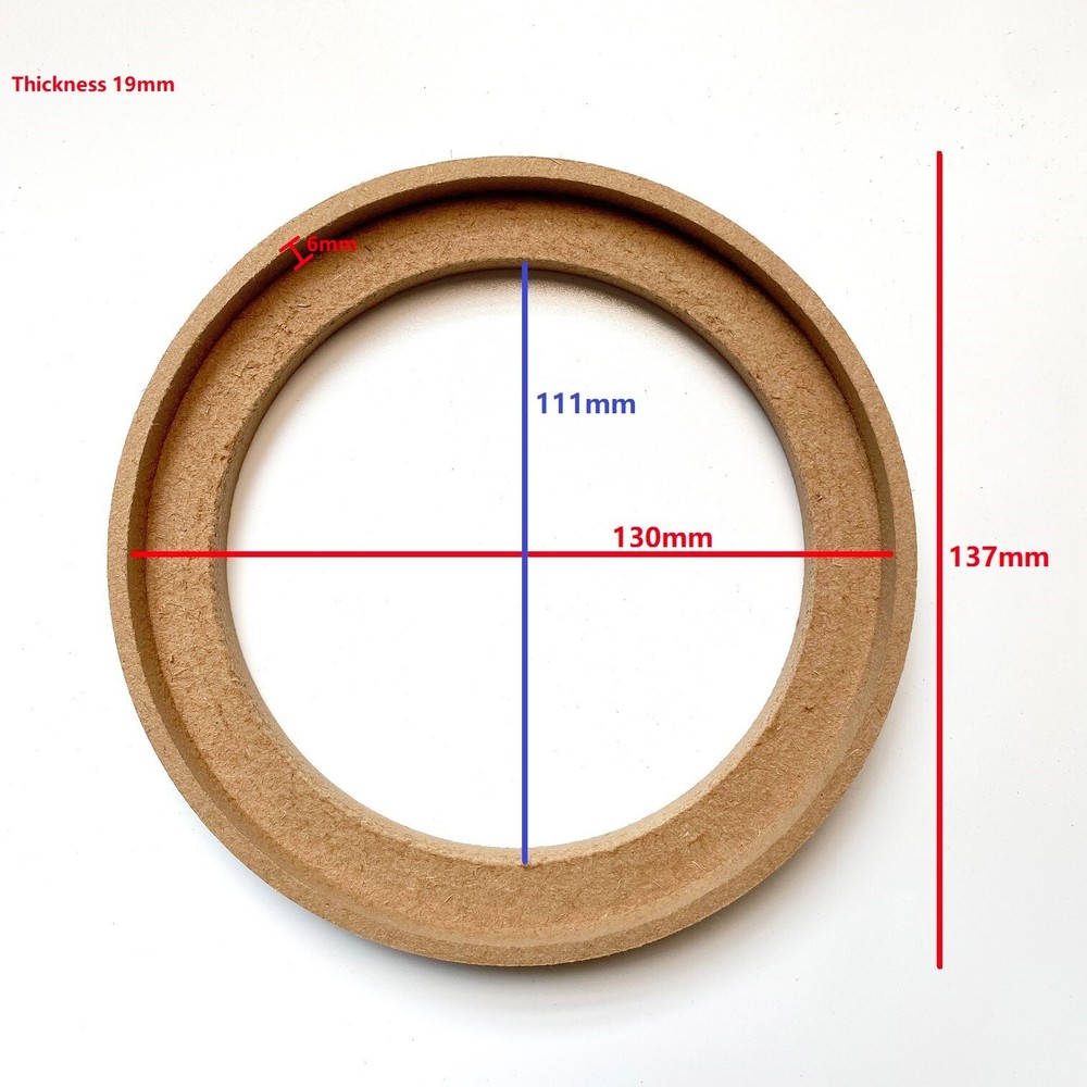 Pair 5" MDF Car Speaker Mounting Spacer Recessed Ring Mounting Depth Resolution