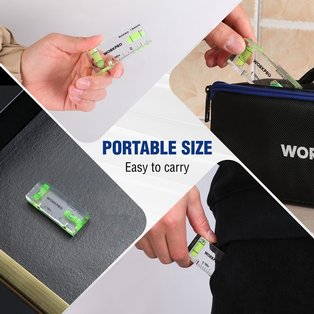 WORKPRO Small Level 3-Inch Mini Level Tool Magnetic Level 2 Bubbles 90°/180° USA