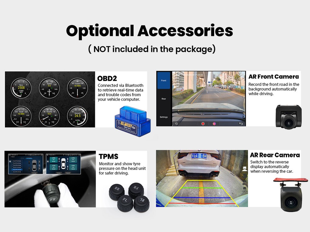 10.1-inch CarPlay Android Auto Car Stereo 4+64GB Android 13 Support Front Camera