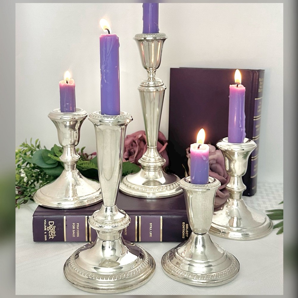 Sterling Silver Candlesticks Mixed Makers Weighted Candle Holders Lot 5