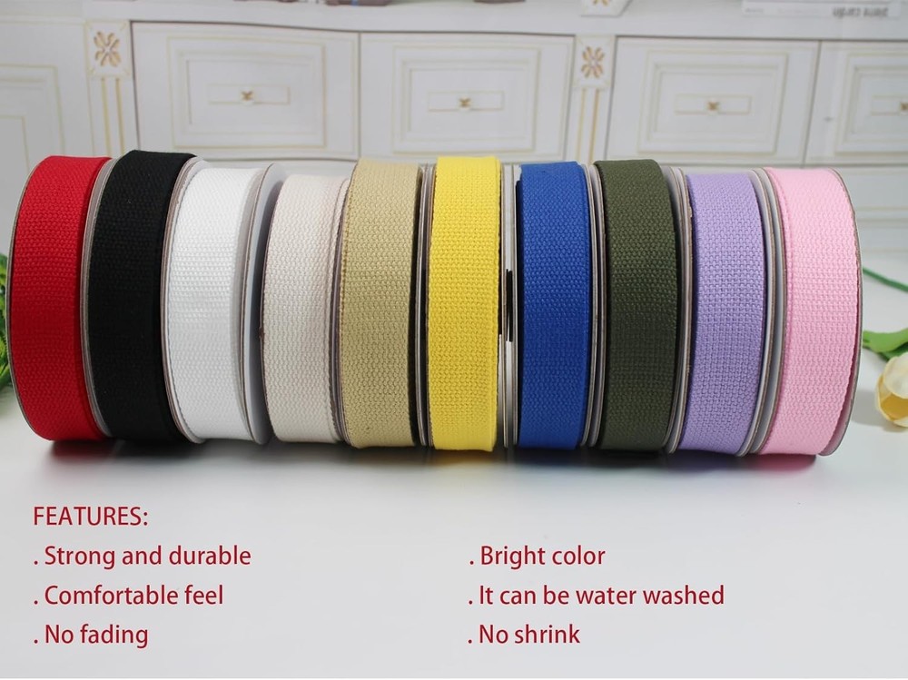 1 inch Cotton Webbing Strap 60ft Handles Bag Assorted Multi-color JS346