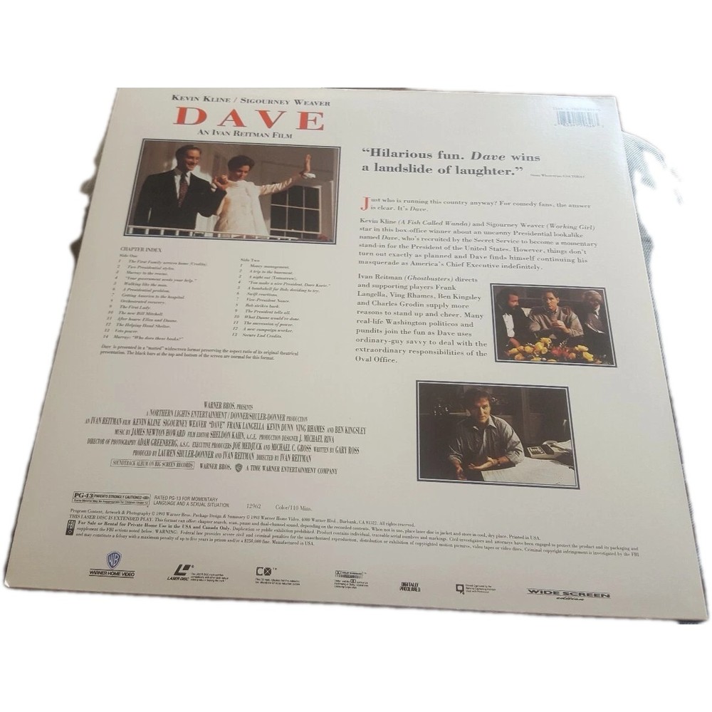 Dave Widescreen Laserdisc Like New Condition