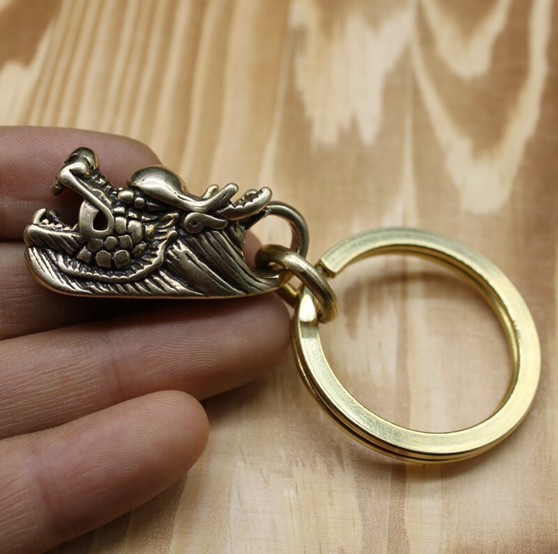 1 Pc Solid Brass Dragon Keychain Keyring Brass Keychain Pendant Keychain Gift*