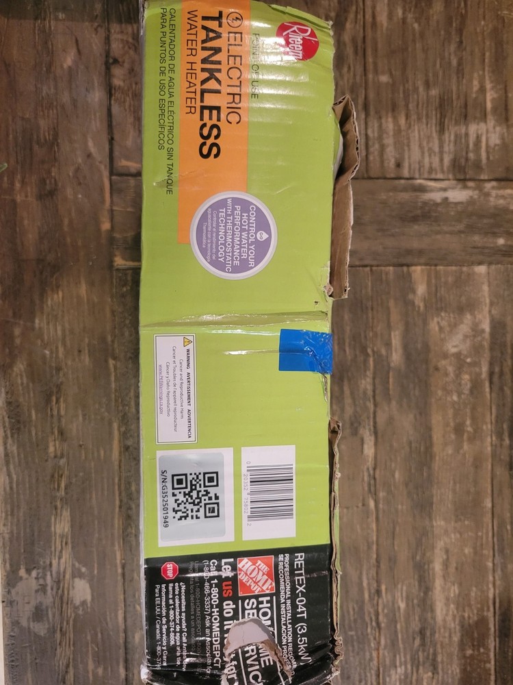 Rheem RETEX04 Electric Tankless Water Heater - Gray Read”