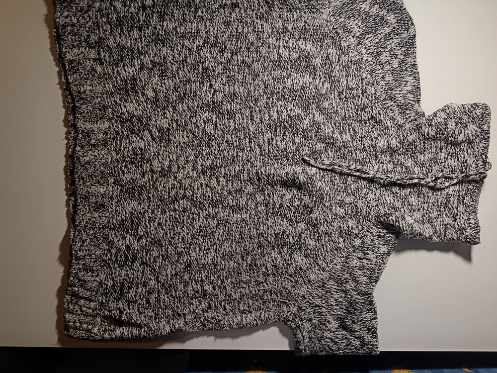 Chaps Vintage Jumper Size Medium Grey Knit Pullover High Fold Over Collar Unisex