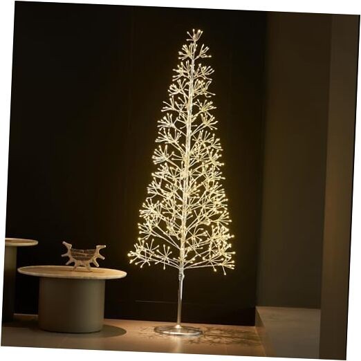 Lighted Starburst Tree 1280 Heavy Duty LED Lights, Silver Twig Tree with 6ft
