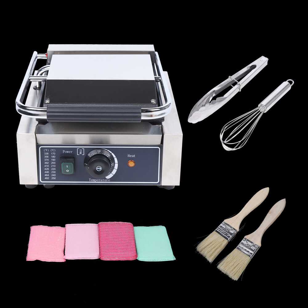 Commercial Sandwich Press Grill Griddle Panini Maker Smooth Flat Surface Steak