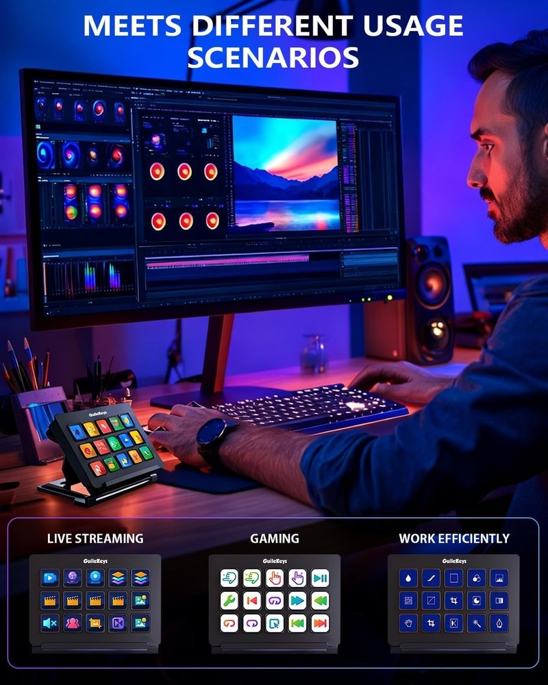 Stream Deck with 15 Programmable Keys — Mac/PC USB Controller for OBS, Twitch...