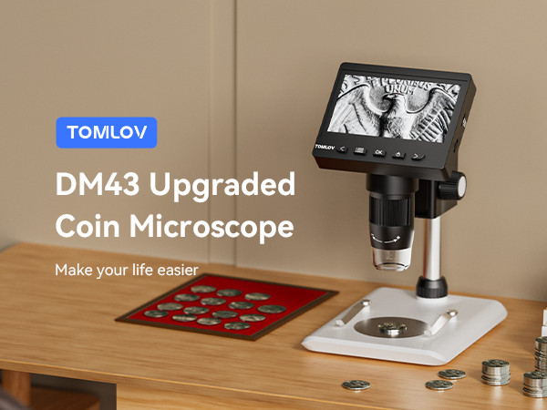 TOMLOV Digital Microscope 1000X USB Coin Microscope 4.3" LCD Screen Soldering