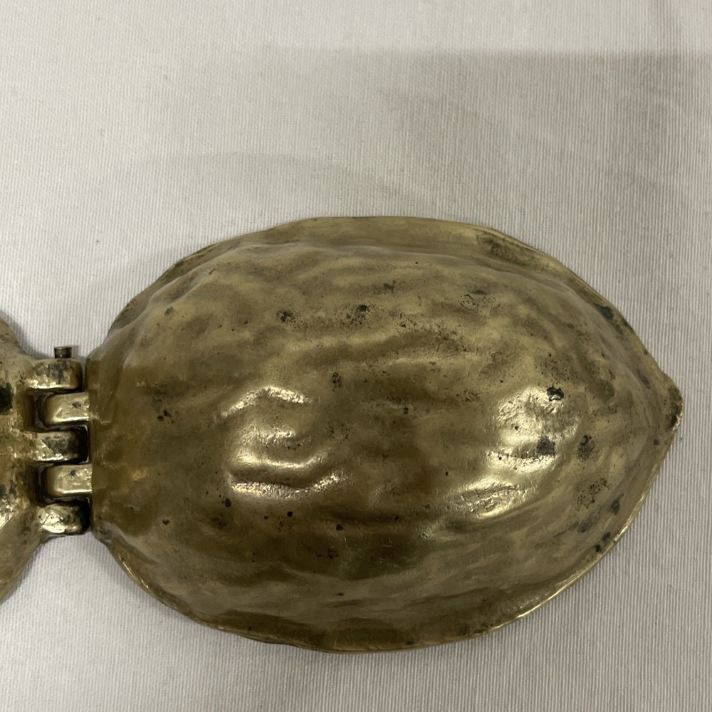 Vintage Solid Heavy Brass Walnut Nutcracker