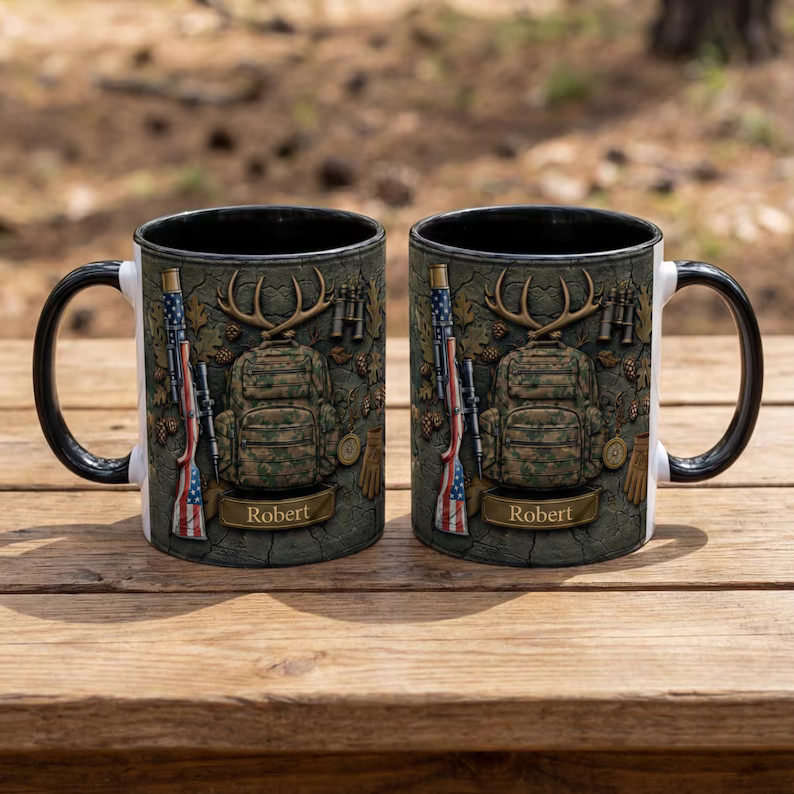 Personalized Name Hunting Mug Custom Hunter Gift Coffee Cup Deer
