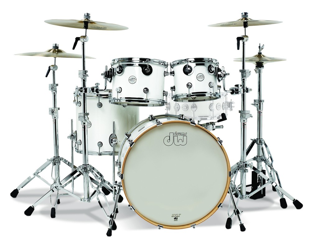 DW Design Series 4-Piece Maple Shell Pack, Gloss White w/Chrome Hardware