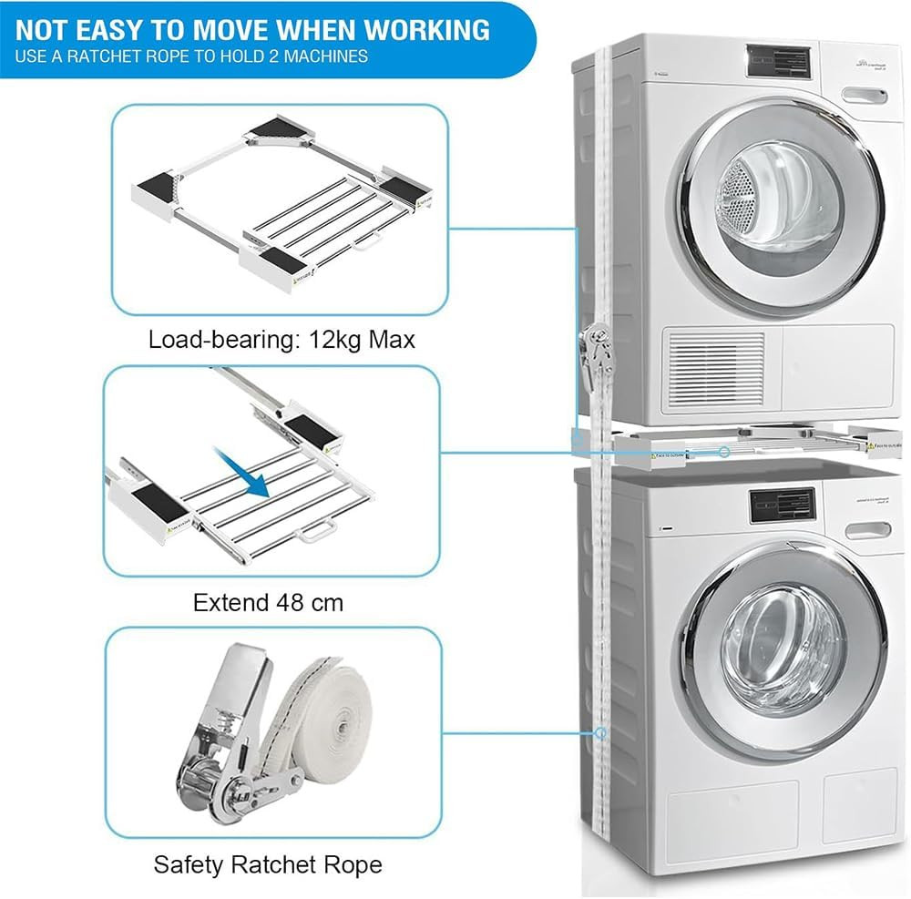 Washer Dryer Stacking Kit, Universal Stacking Kit for Washer and Dryer with Pull