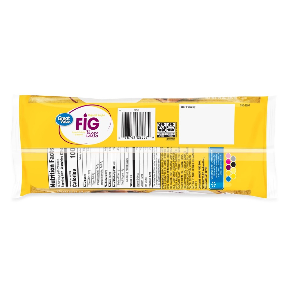 (2 Pack) Great Value Fig Bars, 14 Oz