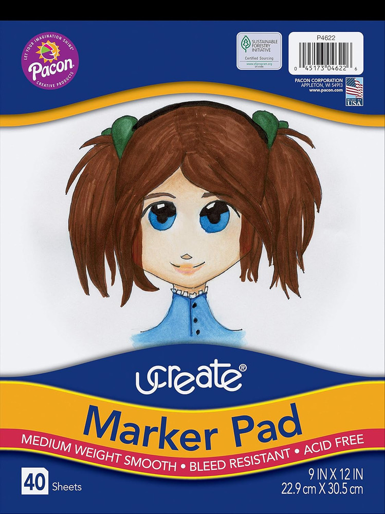 Pacon Marker Pad White 9"" X 12"" 40 Sheets"