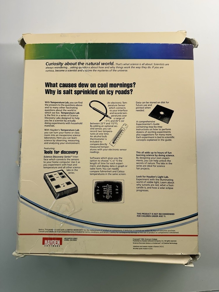 Vintage Temperature Lab Software Commodore 64 Hayden Software 1985 Science Disc