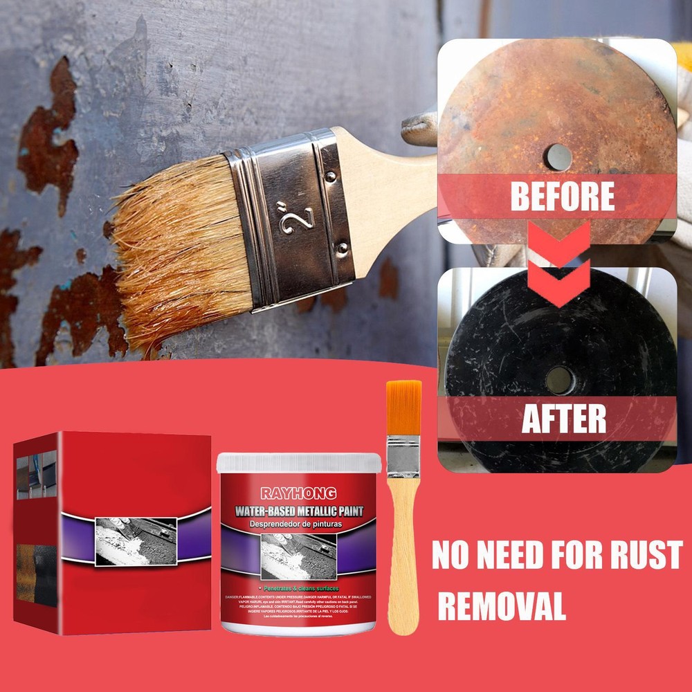 2 PACK Metal Rust Remover Water-based Metallic Paint Rust Conversion Agent