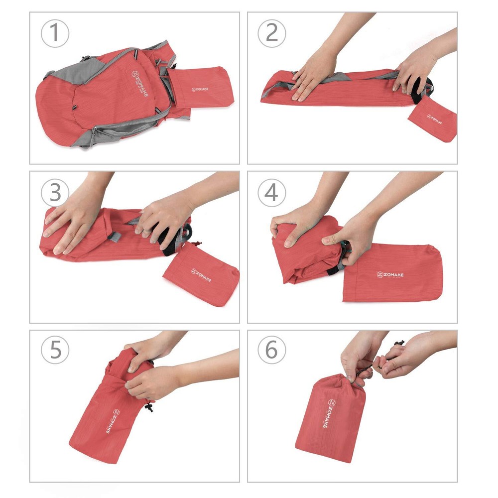 Ultra Lightweight Packable Backpack 18L Foldable Water Resistant Red