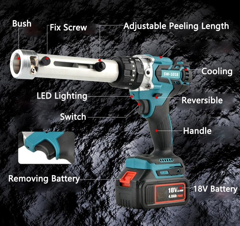 Electric Wire Stripper Rechargeable Battery Efficient Wire Peeling Machine