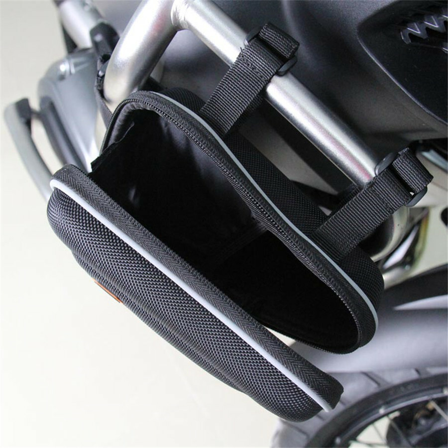 Motorcycle Saddle Storage Bag Engine Guard Mount Case Pouch Accessories Black