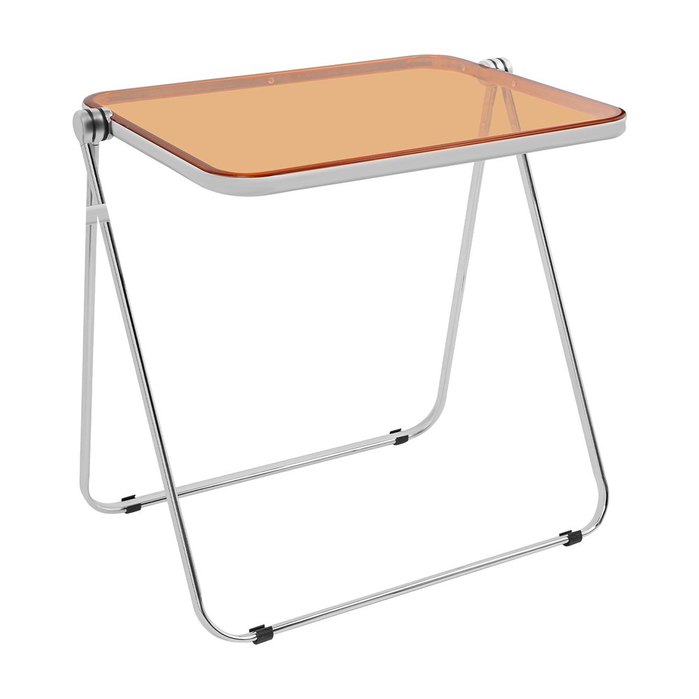 Clear Foldable Side Table, Tiny Desk for Home Office, Small Computer Desk