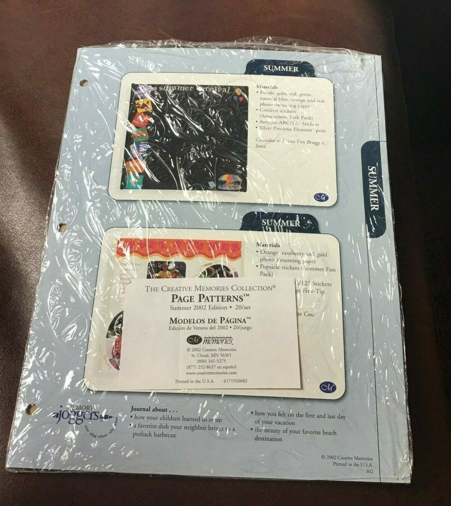 CREATIVE MEMORIES VINTAGE PAGE PATTERNS Summer 2002 ORIGINAL PACKAGE *