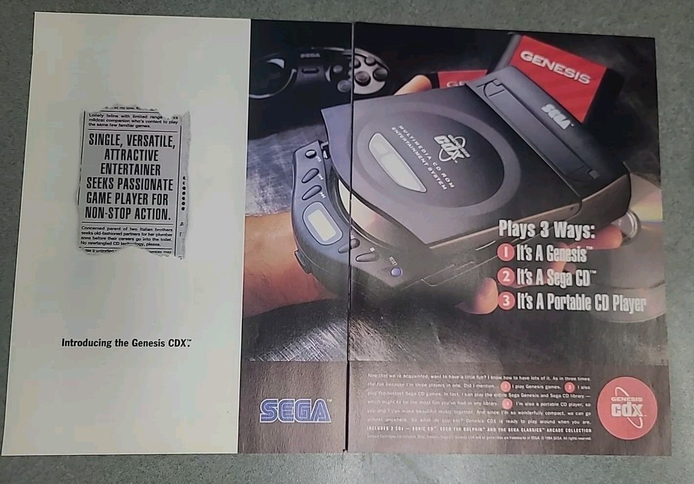 Sega Genesis CDX Print Ad 1994 16x11 Great To Frame
