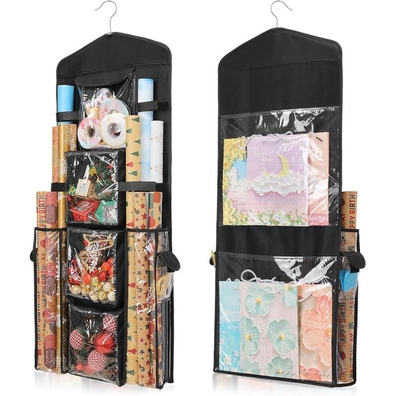 Multifunctional Gift Wrap Organizer Large Capacity Hanging Storage Bag Supplies