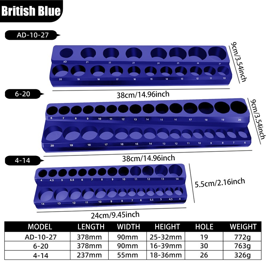 6pcs Magnetic Socket Organizer Holder Set