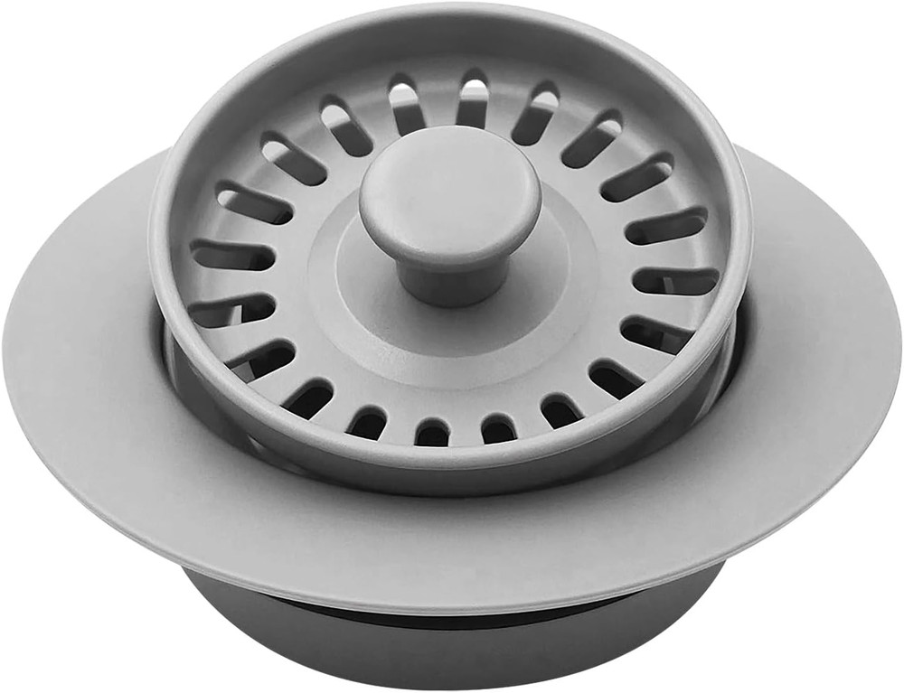 Garbage Disposal Strainer and Stopper with Decorative Disposal Flange in Gray, M