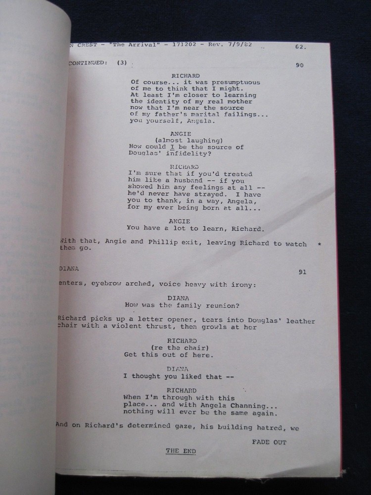 ORIGINAL TV Script FALCON CREST The Arrival BRADFORD DILLMAN'S Copy wi His Notes