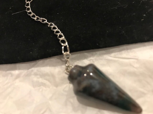 Pendulum with Chain, Greenish Gray Stone