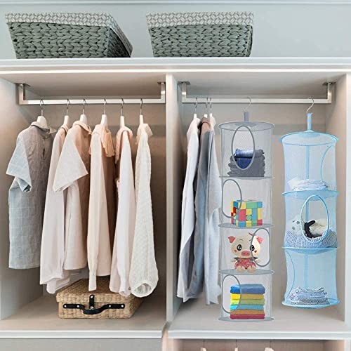 2pcs Hanging Mesh Storage Organizer Bag Foldable Space Saving Organizer with