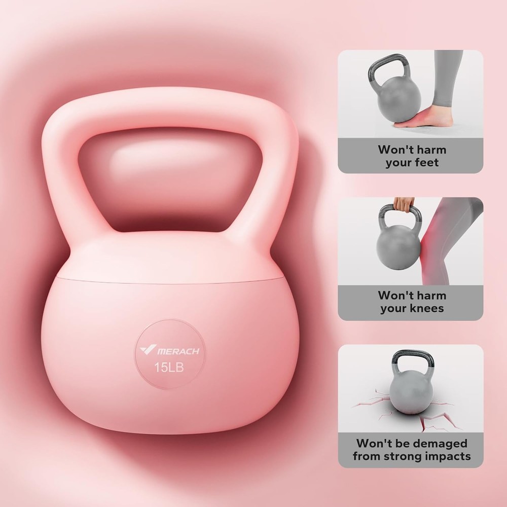 MERACH Soft Kettlebell for Safe Strength Training Soft Cushioned Horizontal Base