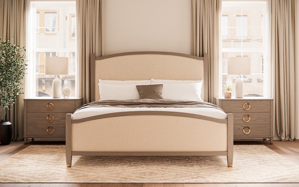 Amish Transitional Modern Bedroom Set Upholstered Solid Wood King Queen Full