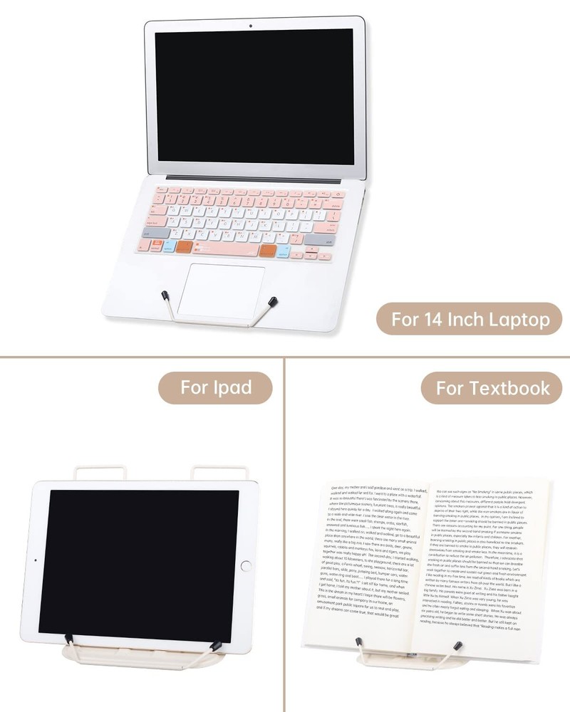 Adjustable Book Stand Holder Milky White Reading Rest Document Holder Desktop