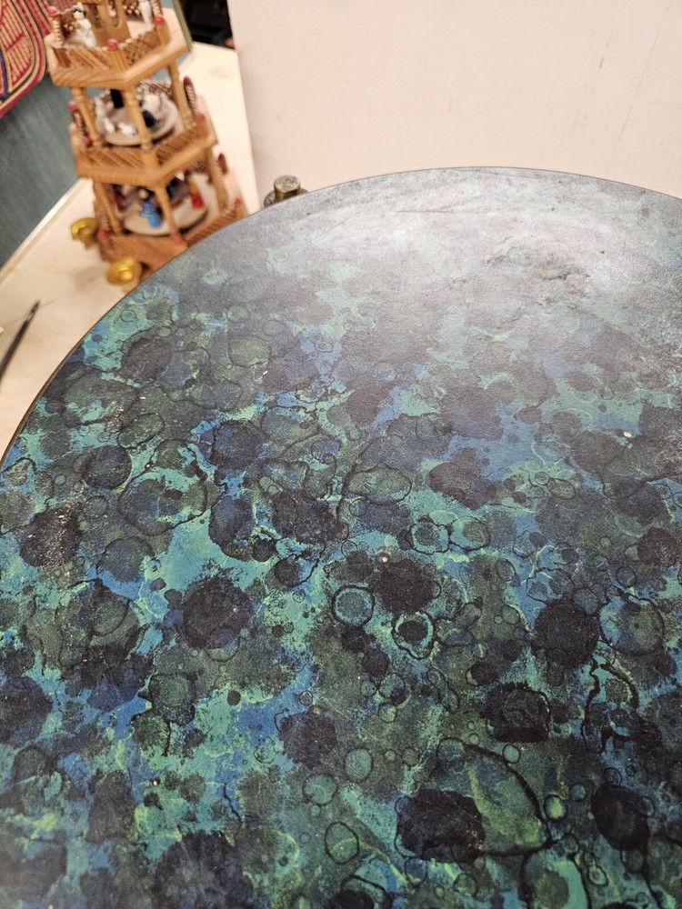 Mid Century Green & Blue Aqua Side Table MCM