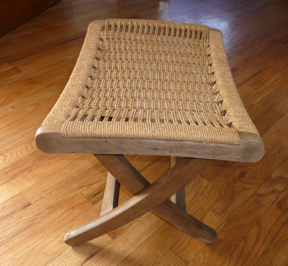 VINTAGE HANS WEGNER MCM DESIGN ROPE STOOL