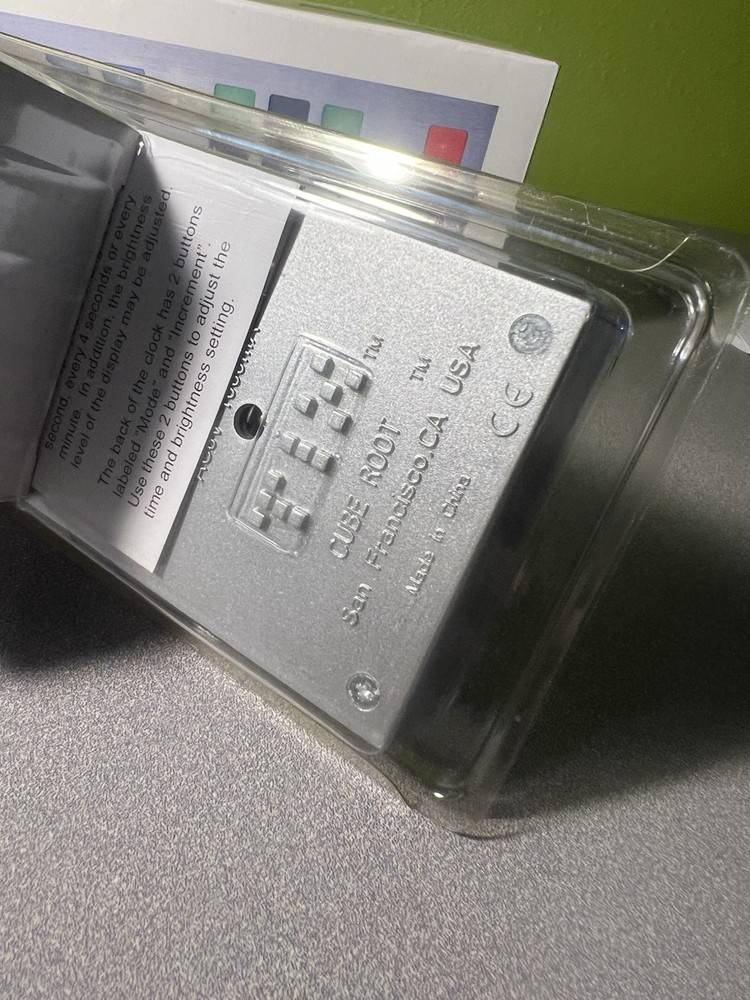 Tix Silver LED Clock Cube Root with OEM Box New