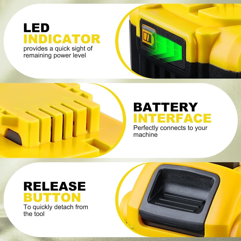 8.0Ah For Dewalt 20V Max Lithium-Ion Tool Battery DCB200 DCB204 DCB206 Replace