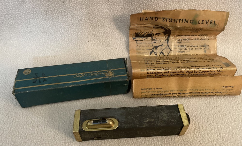 Vintage Swift & Anderson Hand Sighting Level Instruction Sheet & Partial Box