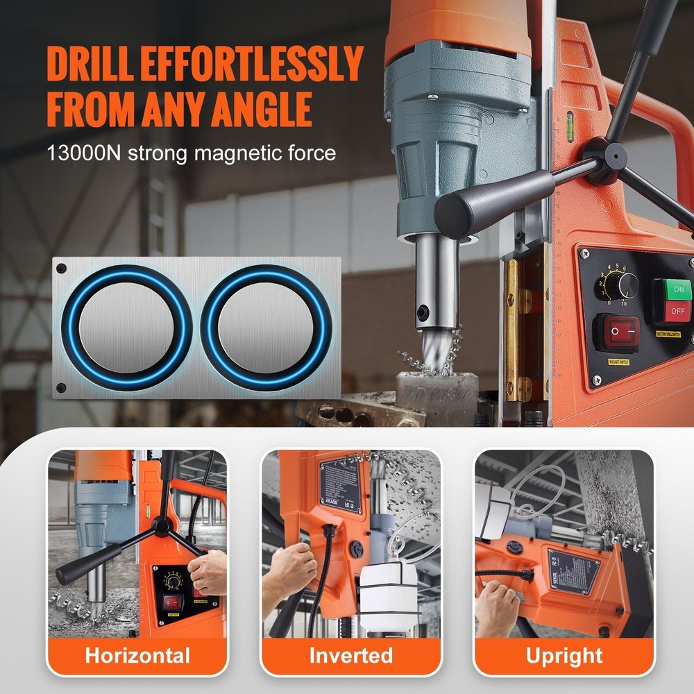 Portable Electric Mag Drill Press w/ Variable Speed 1550W 2" Boring Diameter