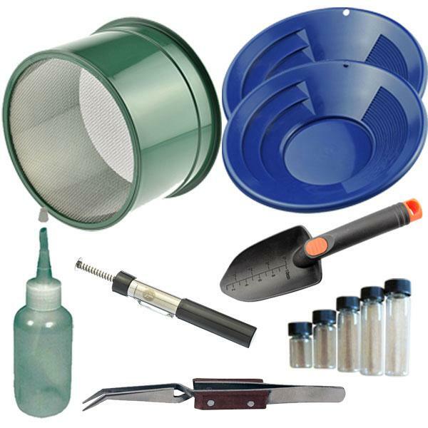 Blue Mini Gold Classifier Screen & Gold Pan Panning Kit 12" & 10" Pans