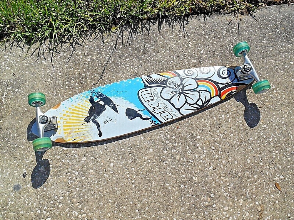 Atom Pintail 39" Longboard Skateboard Concave Maple Deck Blue Surf