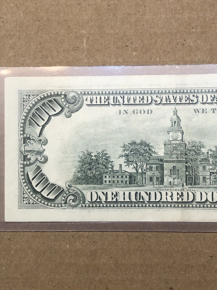 Older 1988 $100 Dollar Offset print Error circulatedNote