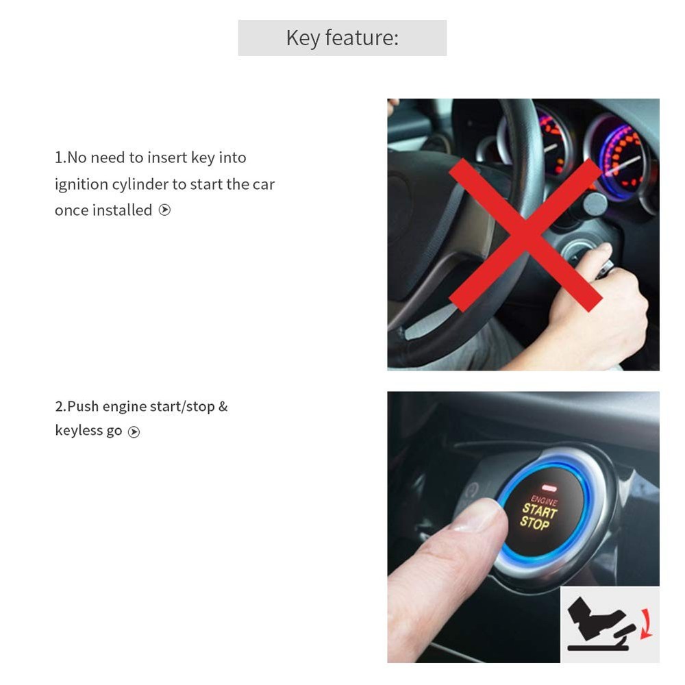 Smart RFID Push Button Engine Start Kit with Keyless Go System